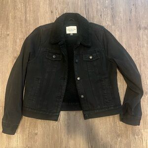 Black Denim Jacket with Sherpa Lining